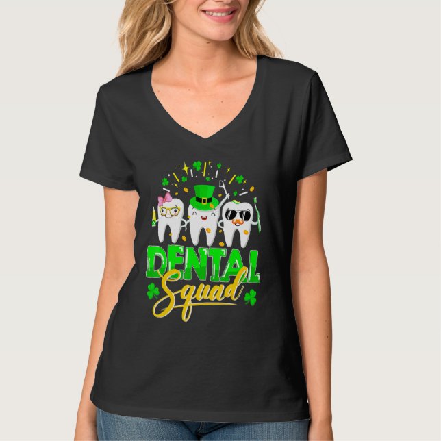 Dental Squad Tooth Leprechaun Hat Funny St Patrick T-Shirt (Vorderseite)
