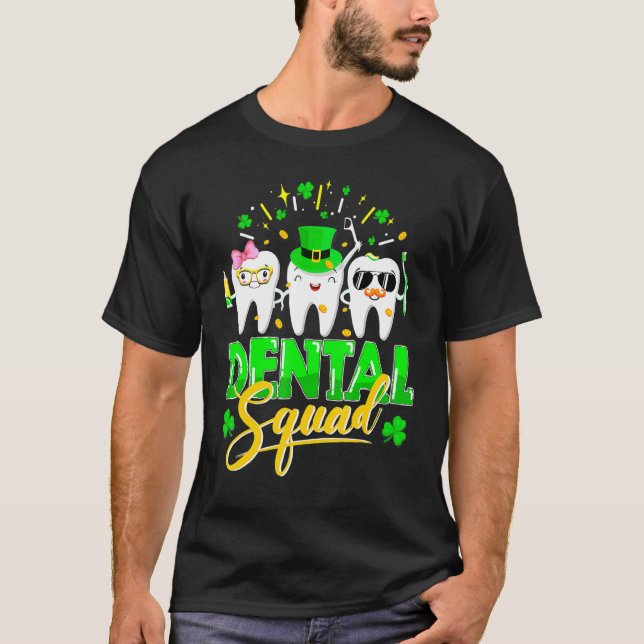 Dental Squad Tooth Leprechaun Hat Funny St Patrick T-Shirt (Vorderseite)