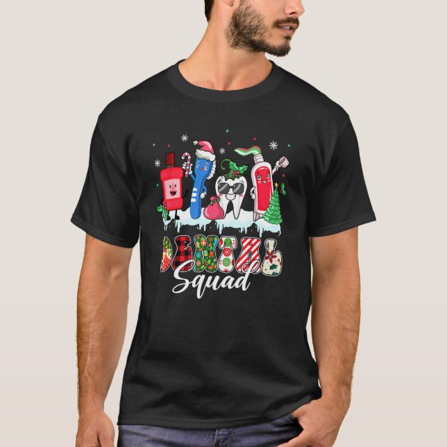 Dental Squad   Tooth Santa Hat Dentist Christmas T-Shirt (Vorderseite)