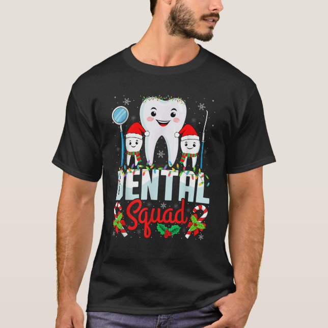 Dental Squad Weihnachtsmannmütze Xmas Dentist Hygi T-Shirt (Vorderseite)