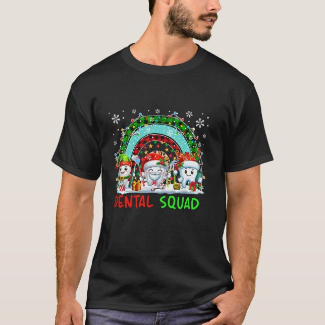 Dental Squad Xmas Three Santa Reindeer Elf Teeth D T-Shirt (Vorderseite)