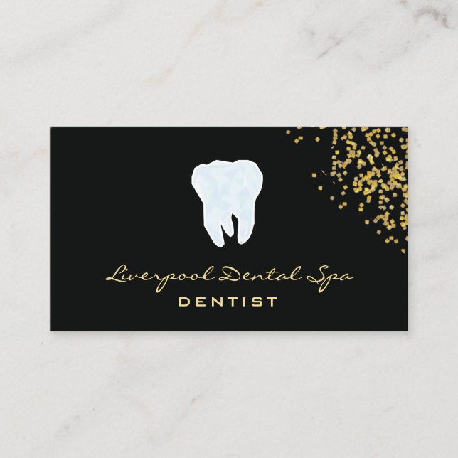 Dental Studio Logo ​ Dentist Black Glitzer Gold Visitenkarte (Vorderseite)