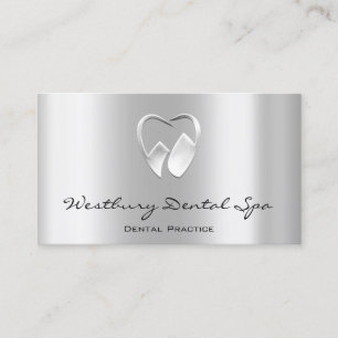 Dental Studio Smile Logo Silver Gray Metallic Visitenkarte