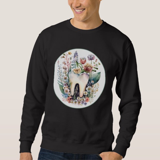 Dental  with Lovely Tooth and Wildflower Graphic Sweatshirt (Vorderseite)