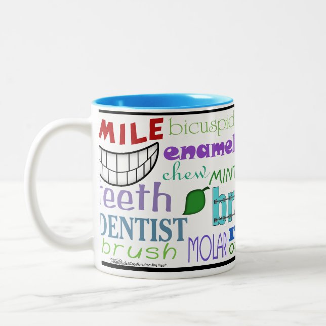 Dentale Begriffe Subway Art Zweifarbige Tasse (Links)