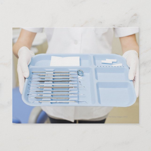 Dentalhygienischer Haltetablett Postkarte (Vorderseite)