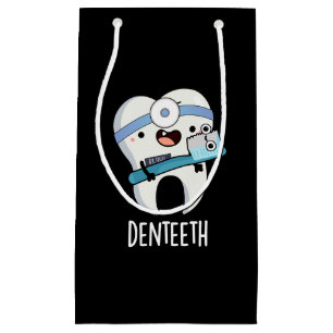 Denteeth Funny Teeth Pun Dark BG Kleine Geschenktüte