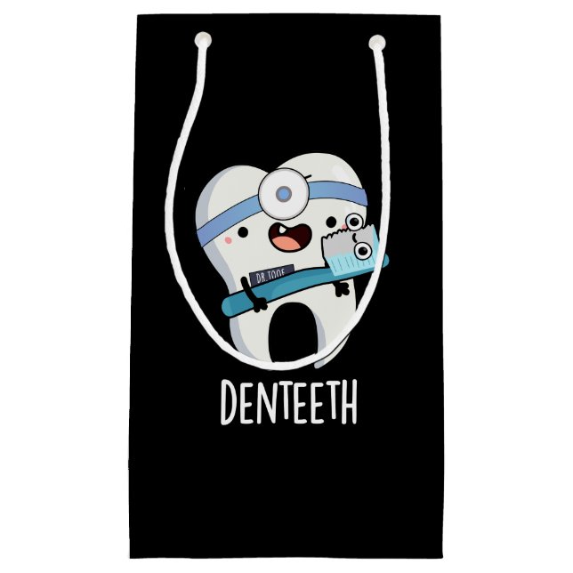 Denteeth Funny Teeth Pun Dark BG Kleine Geschenktüte (Vorderseite)