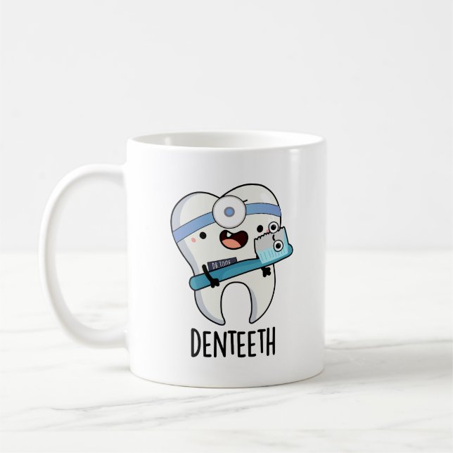 Denteeth Funny Teeth Pun Kaffeetasse (Links)