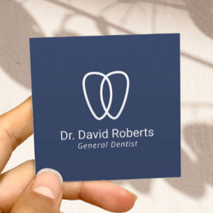 Dentin Tooth Logo Minimalistisch Navy Dental Care Quadratische Visitenkarte