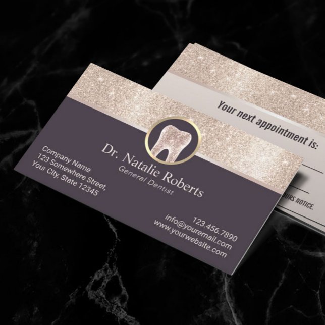 Dentis Modern Gold Border Tooth Logo Dental Terminkarte (Von Creator hochgeladen)