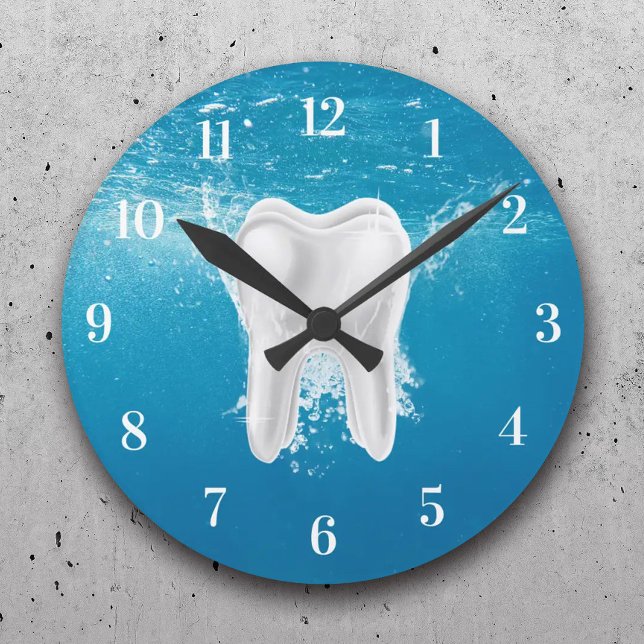 Dentist 3D-Zahnarzt Zahnarztbüro Wasser Blau Runde Wanduhr (Von Creator hochgeladen)
