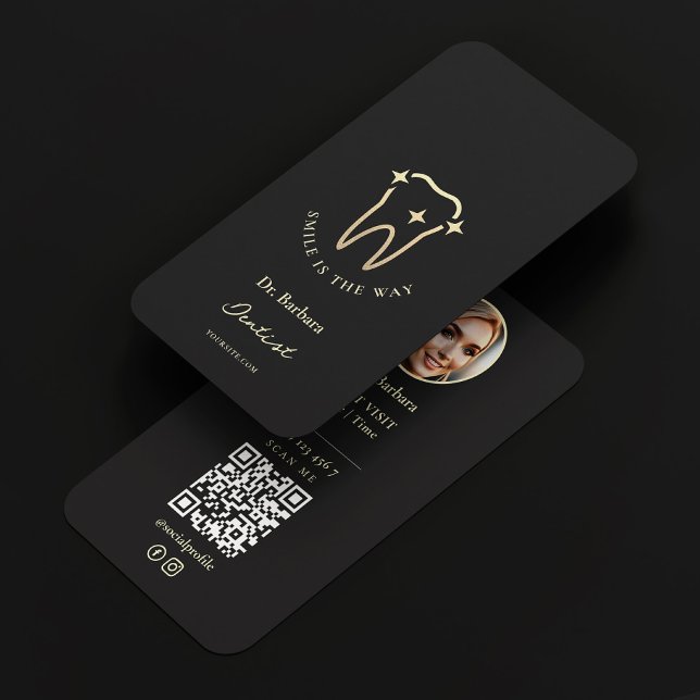 Dentist Black Gold Tooth Moderne Ernennung Visitenkarte (Dentist Gold Tooth Black Modern Appointment Business Card
)