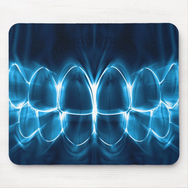 Dentist Blue Glowing Teeth Smile Mousepad (Vorne)