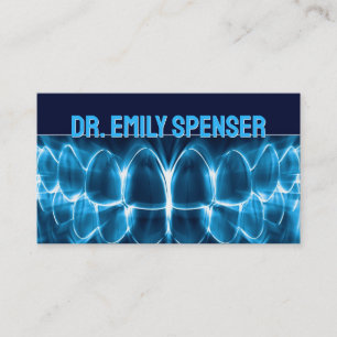 Dentist Blue Glows Teeth Business Card Visitenkarte