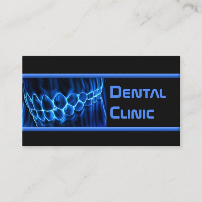 Dentist Blue Teeth Business Card Visitenkarte (Vorderseite)