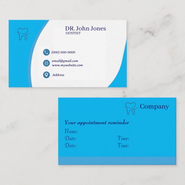 Dentist Business Cards, 45 Pack, 100 Visitenkarte (Vorne/Hinten)