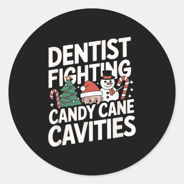 Dentist Christmas Cavities Dental Runder Aufkleber (Vorderseite)