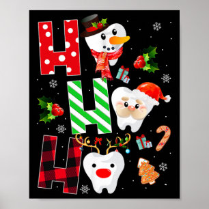 Dentist Christmas Fun Tooth Zahnspende Rot Kariert Poster