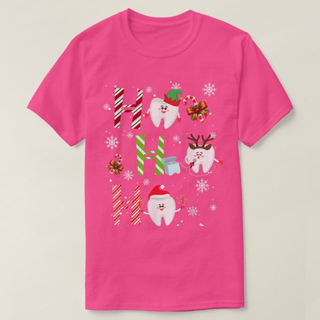 Dentist Christmas Ho Ho Ho Teeth Dental Squad Merr T-Shirt (Design vorne)