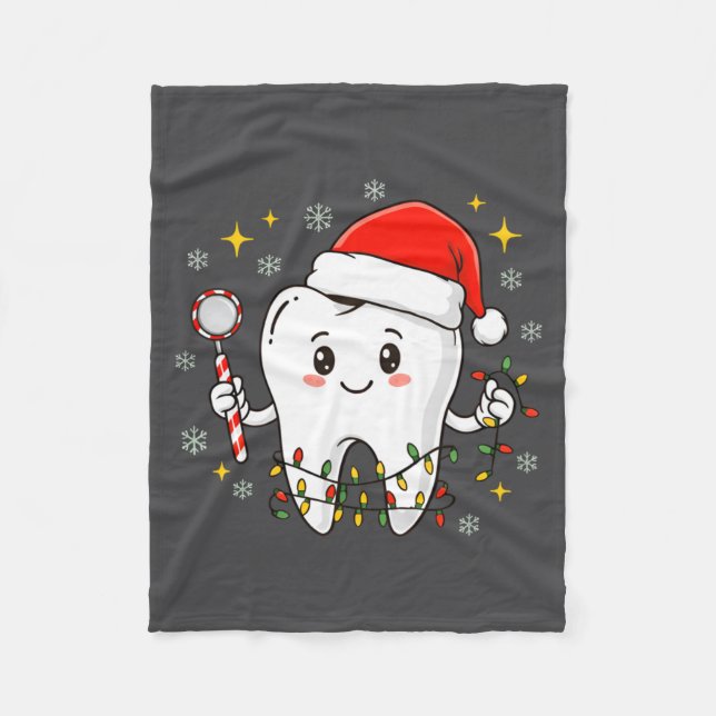 Dentist Christmas Teeth Xmas Lights Funny Dental S Fleecedecke (Vorderseite)