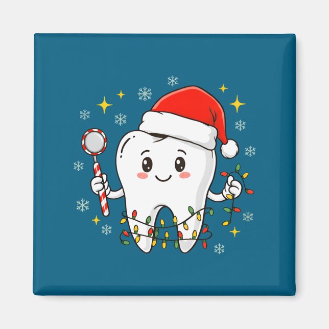 Dentist Christmas Teeth Xmas Lights Funny Dental S Magnet (Vorne)