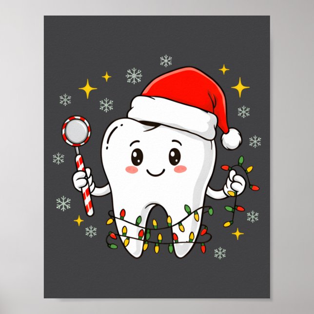 Dentist Christmas Teeth Xmas Lights Funny Dental S Poster (Vorne)