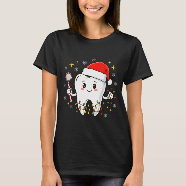 Dentist Christmas Teeth Xmas Lights Funny Dental S T-Shirt (Vorderseite)