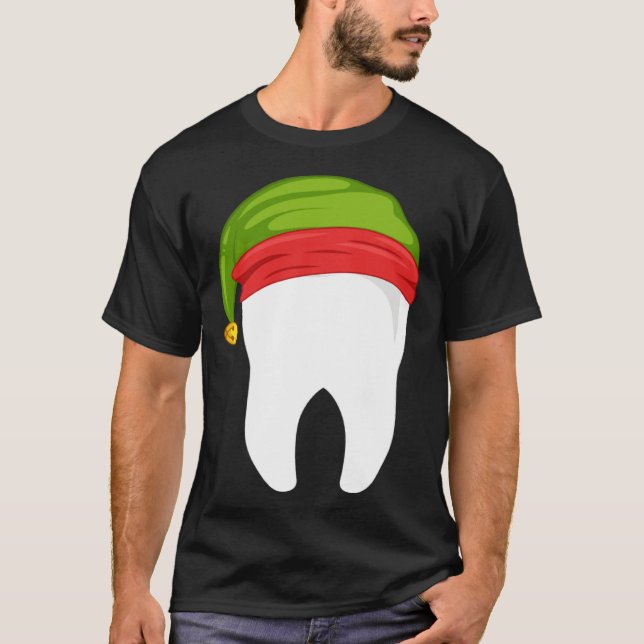 Dentist Christmas  tooth Dental  with Elf hat T-Shirt (Vorderseite)