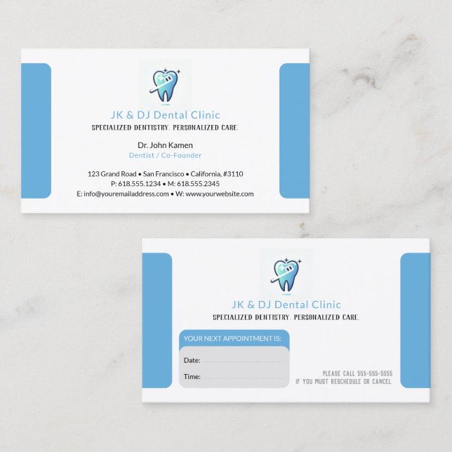 Dentist | Dental Appointment Card Visitenkarte (Vorne/Hinten)