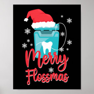 Dentist Dental Merry Flossmas Weihnachtsbrand Poster