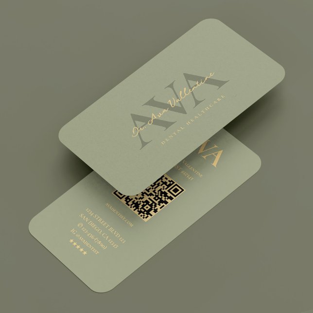 Dentist Dental Orthodontist Sage Monogram Modern Visitenkarte (Dentist Dental Orthodontist Sage Monogram Modern Business Card
)