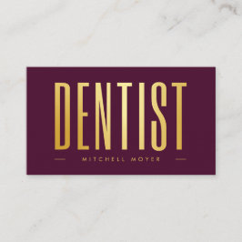 Dentist Dentistry Tooth Logo Burgundy & Gold Visitenkarte