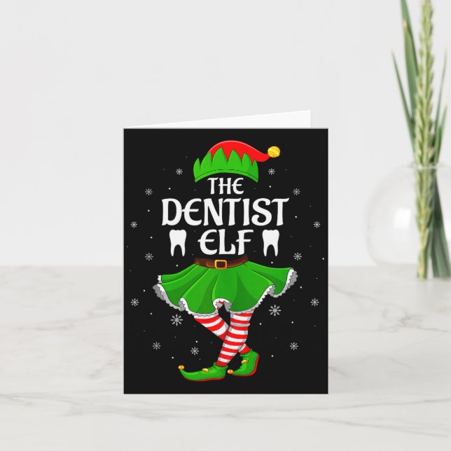 Dentist Elf Christmas Family Girls Women Elf Squad Karte (Vorderseite)