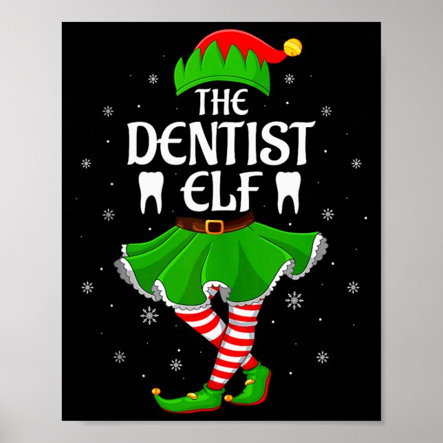 Dentist Elf Christmas Family Girls Women Elf Squad Poster (Vorne)
