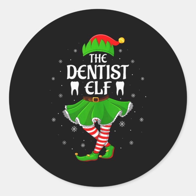 Dentist Elf Christmas Family Girls Women Elf Squad Runder Aufkleber (Vorderseite)