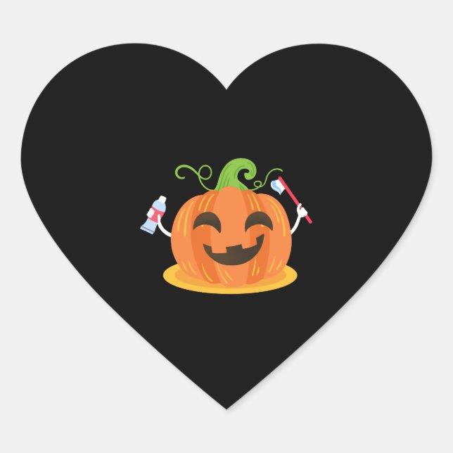 Dentist Halloween Pumpkin Tooth Herz-Aufkleber (Vorderseite)