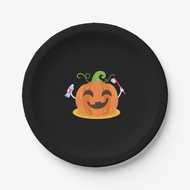 Dentist Halloween Pumpkin Tooth Pappteller (Vorderseite)