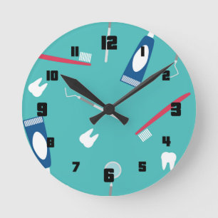Dentist Instruments Seamless Pattern Runde Wanduhr