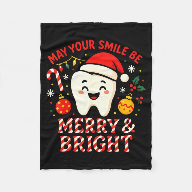 Dentist Merry Christmas May Your Smile Be Merry An Fleecedecke (Vorderseite)