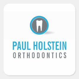 DENTIST Modernes berufliches Zahnlogo grau Quadratischer Aufkleber