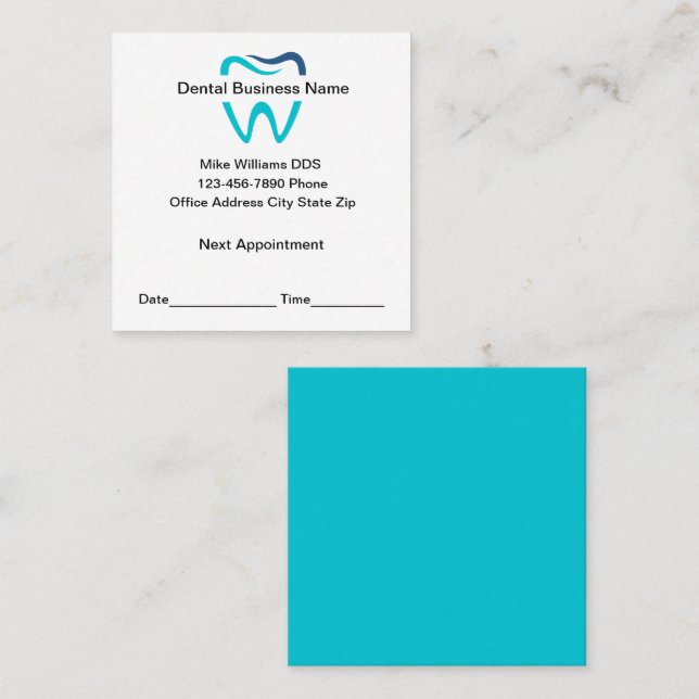 Dentist Office Appointment Reminder Business Cards Terminkarte (Vorne/Hinten)