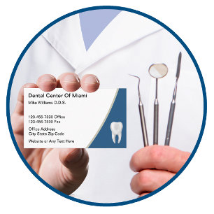 Dentist Office Realistic Tooth Theme Business Card Visitenkarte