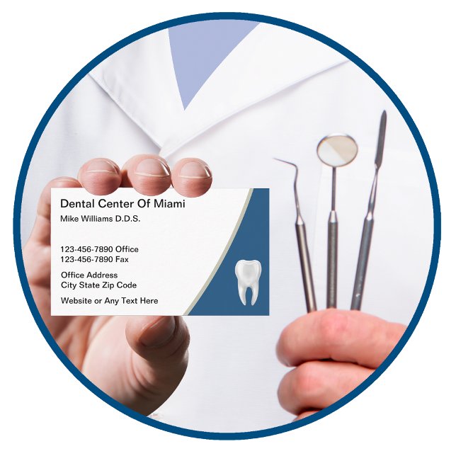Dentist Office Realistic Tooth Theme Business Card Visitenkarte (Von Creator hochgeladen)