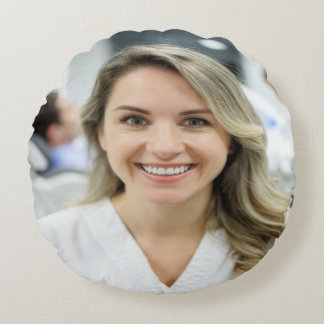 Dentist Photo Customize Personalize Rundes Kissen
