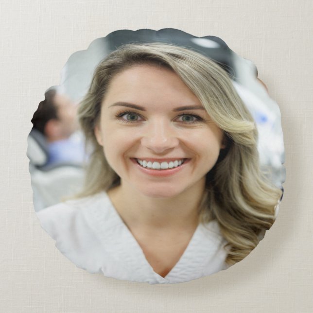 Dentist Photo Customize Personalize Rundes Kissen (Vorderseite)