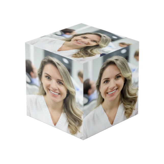 Dentist Photo Customize Personalize Würfel (Vorderseite Schrägansicht)