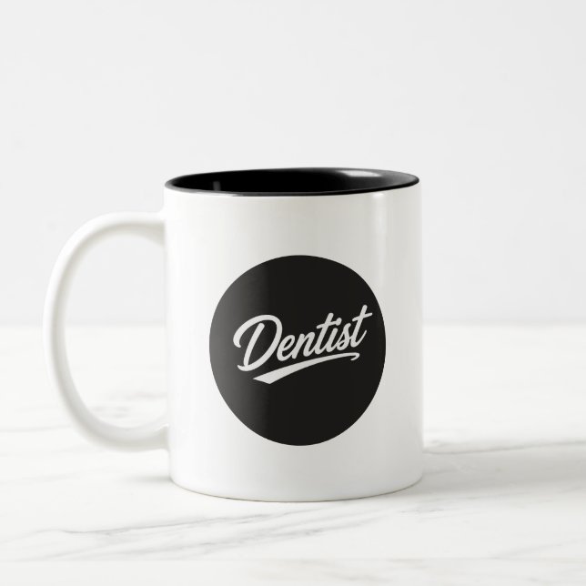 Dentist Schrift-Typografie Kaffeetasse Geschenk  (Links)