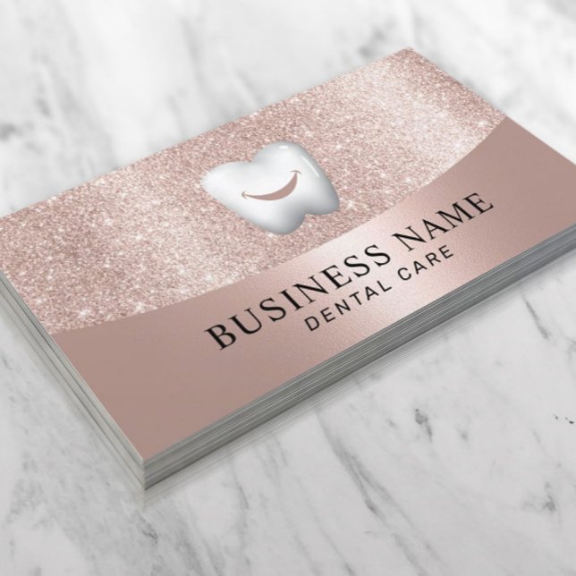 Dentist Smile Tooth Modern Rose Gold Dental Care Visitenkarte (Von Creator hochgeladen)