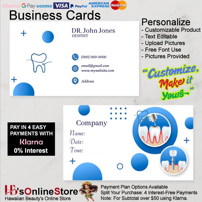 Dentist Teeth Business Cards, 46 Pack, 100 Visitenkarte (Dentist Teeth Business Cards 46 Pack of 100.
)